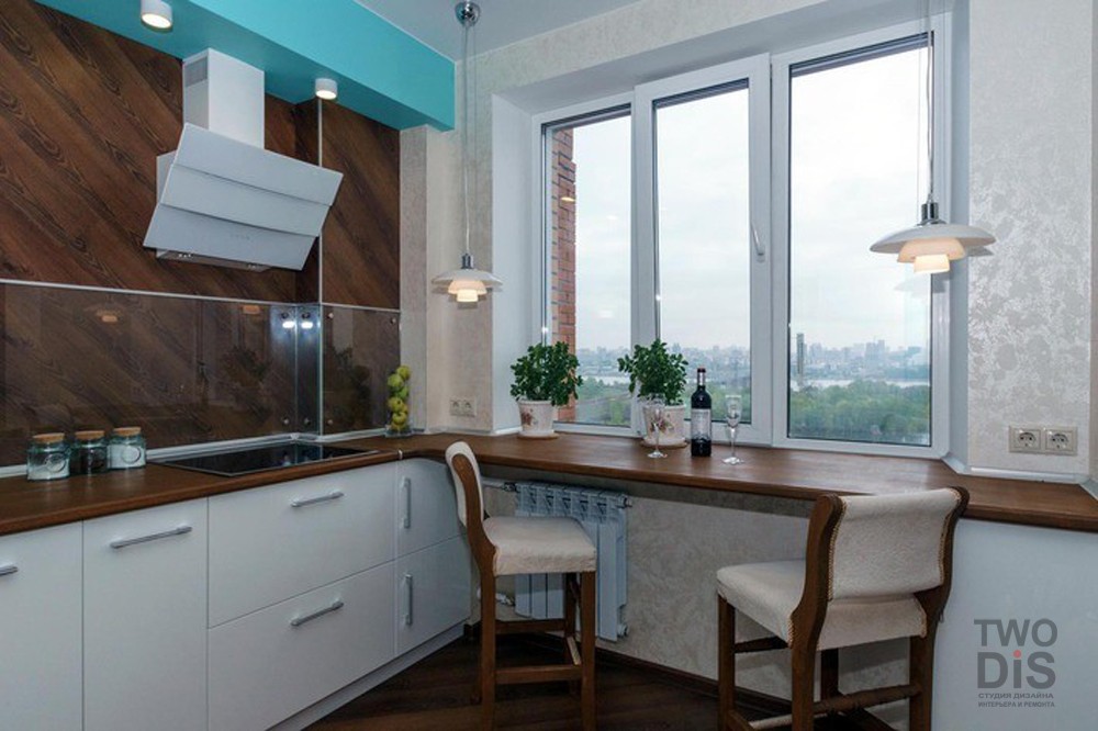 Дизайн проект квартиры На Горском ж/м - кухня двухкомнатной квартиры студии, Новосибирск