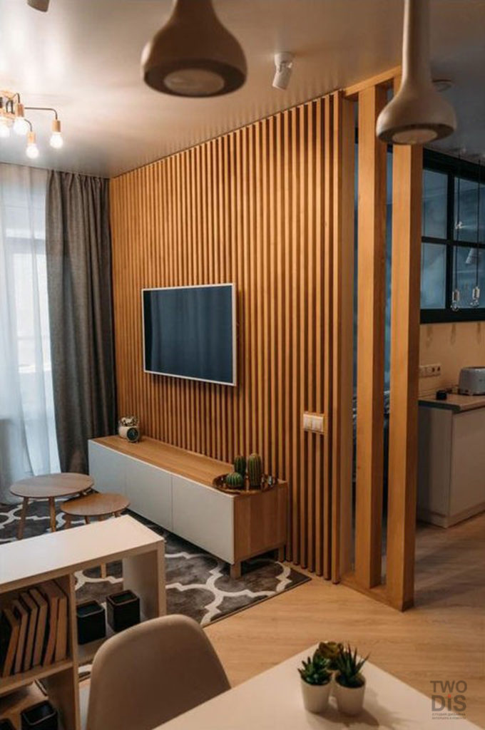 Дизайн проект квартиры ЖК Флотилия - гостиная двухкомнатной квартиры студии, Новосибирск