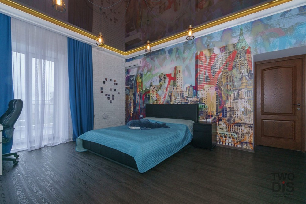 Дизайн проект квартиры улице Кирова - спальня двухкомнатной квартиры студии, Новосибирск