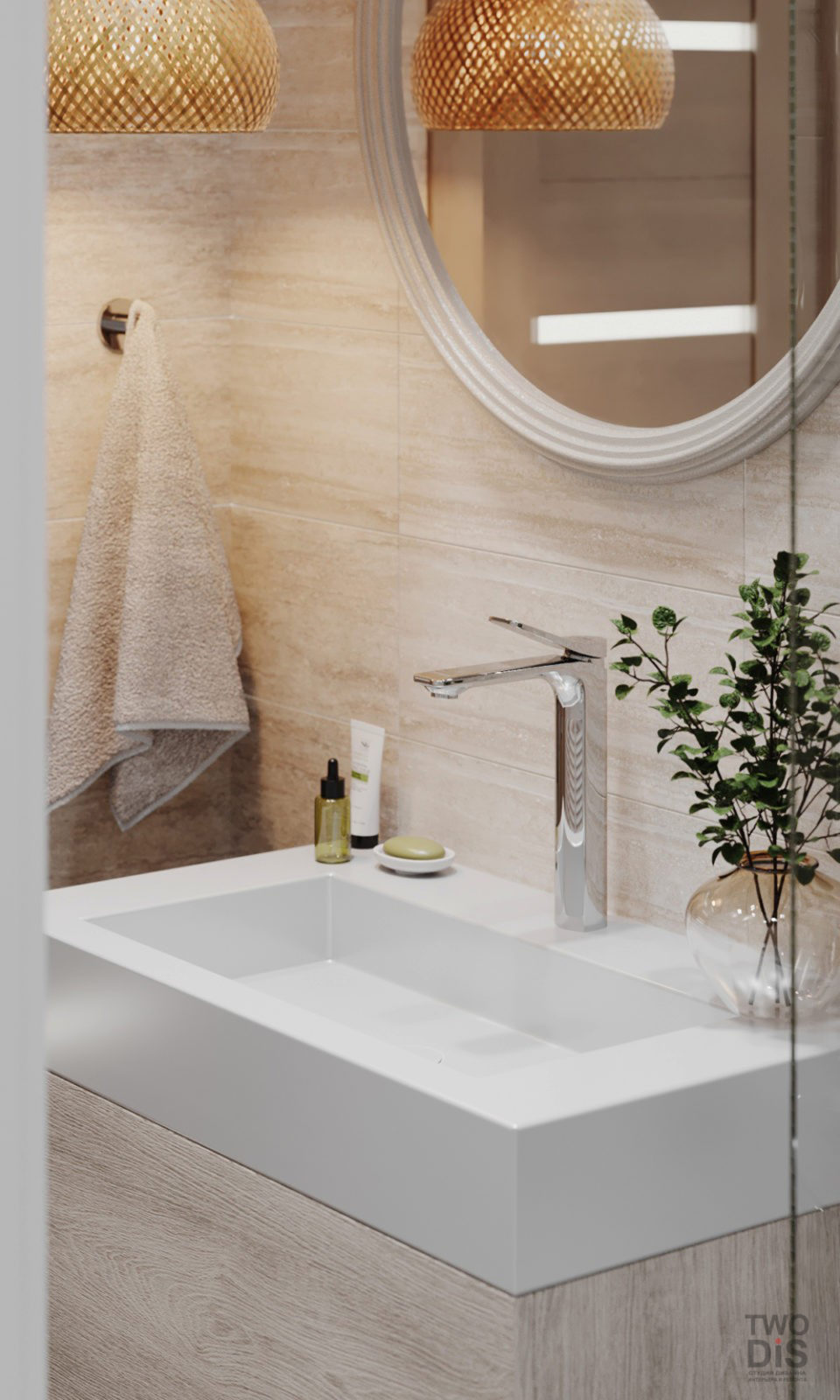 Дизайн интерьера квартиры ЖК Ариосто - ванная двухкомнатной квартиры, Санкт-Петербург