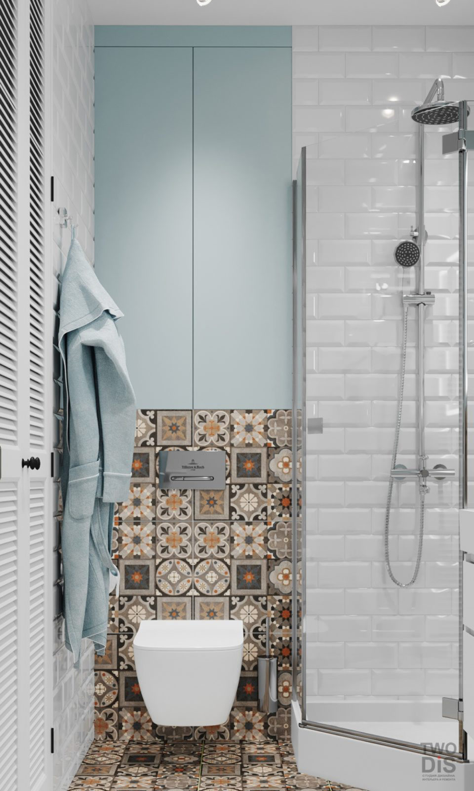 Дизайн проект квартиры ЖК Шушары - ванная комната однокомнатной студии, Санкт-Петербург