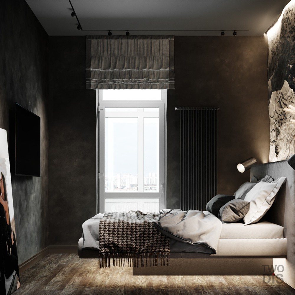 Дизайн проект квартиры ЖК Академия - спальня трехкомнатной квартиры, Новосибирск