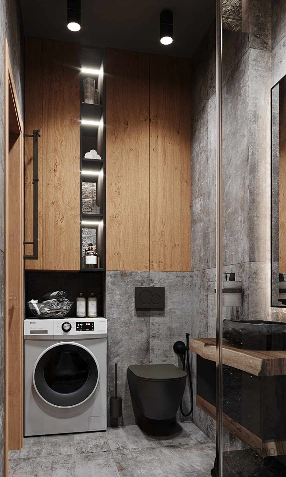 Дизайн проект квартиры ЖК Академия - туалет трехкомнатной квартиры, Новосибирск
