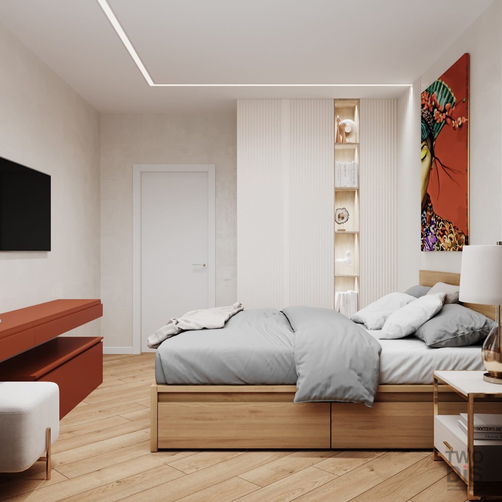 Дизайн проект квартиры ЖК Фианит - спальня двухкомнатной квартиры, Новосибирск