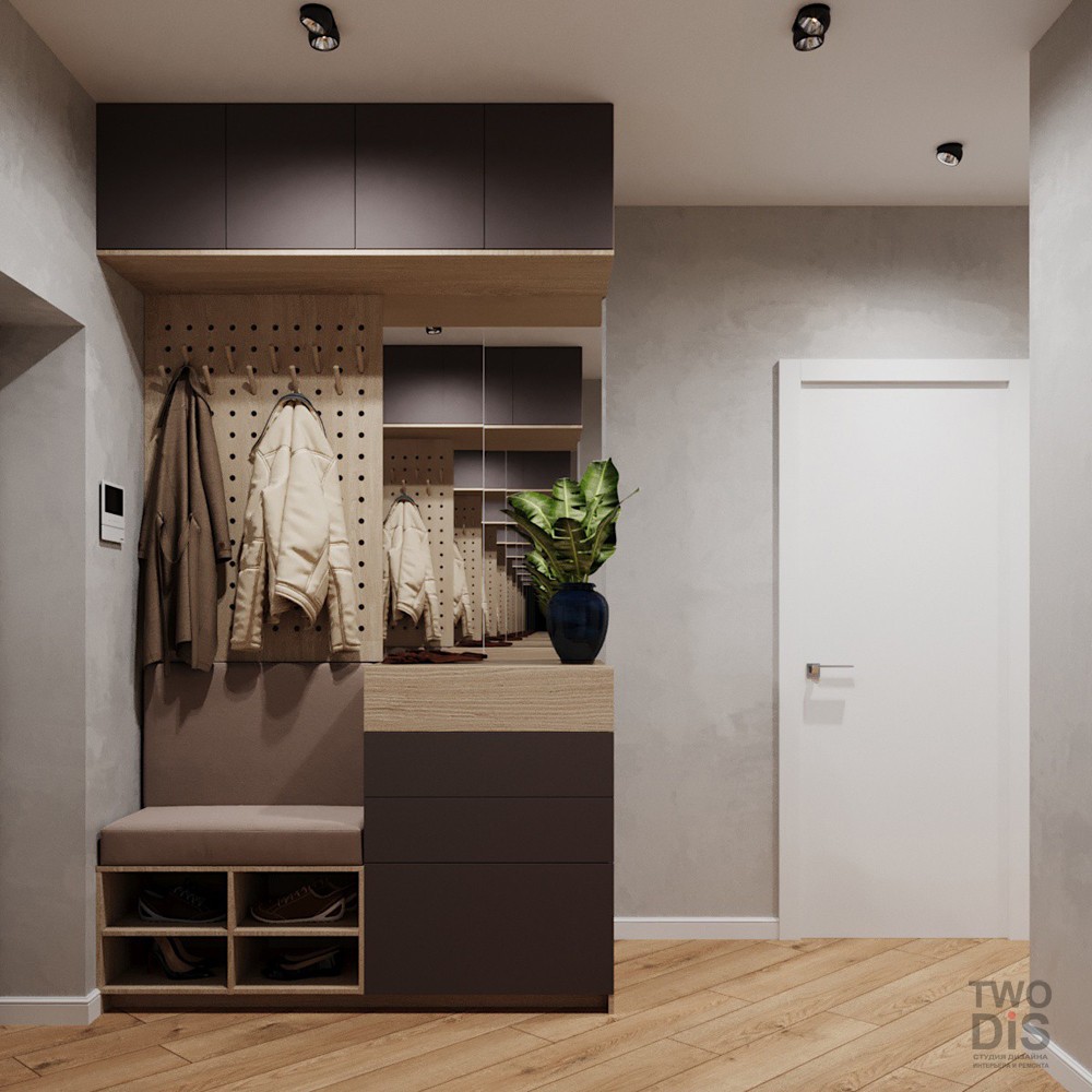 Дизайн проект квартиры ЖК Фианит - коридор двухкомнатной квартиры, Новосибирск