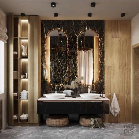 Дизайн проект загородного дома - ванная комната загородного дома, Новосибирск